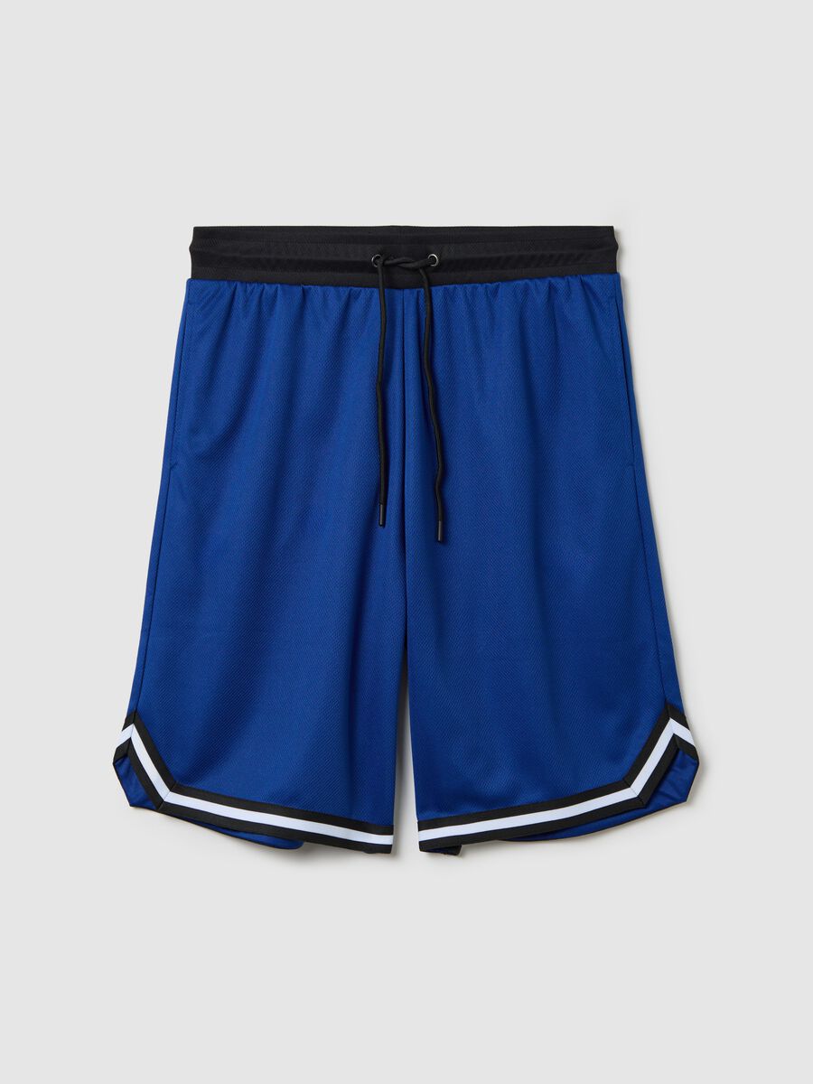 Men's Blue Bermuda Shorts in Mixed Fabric_4