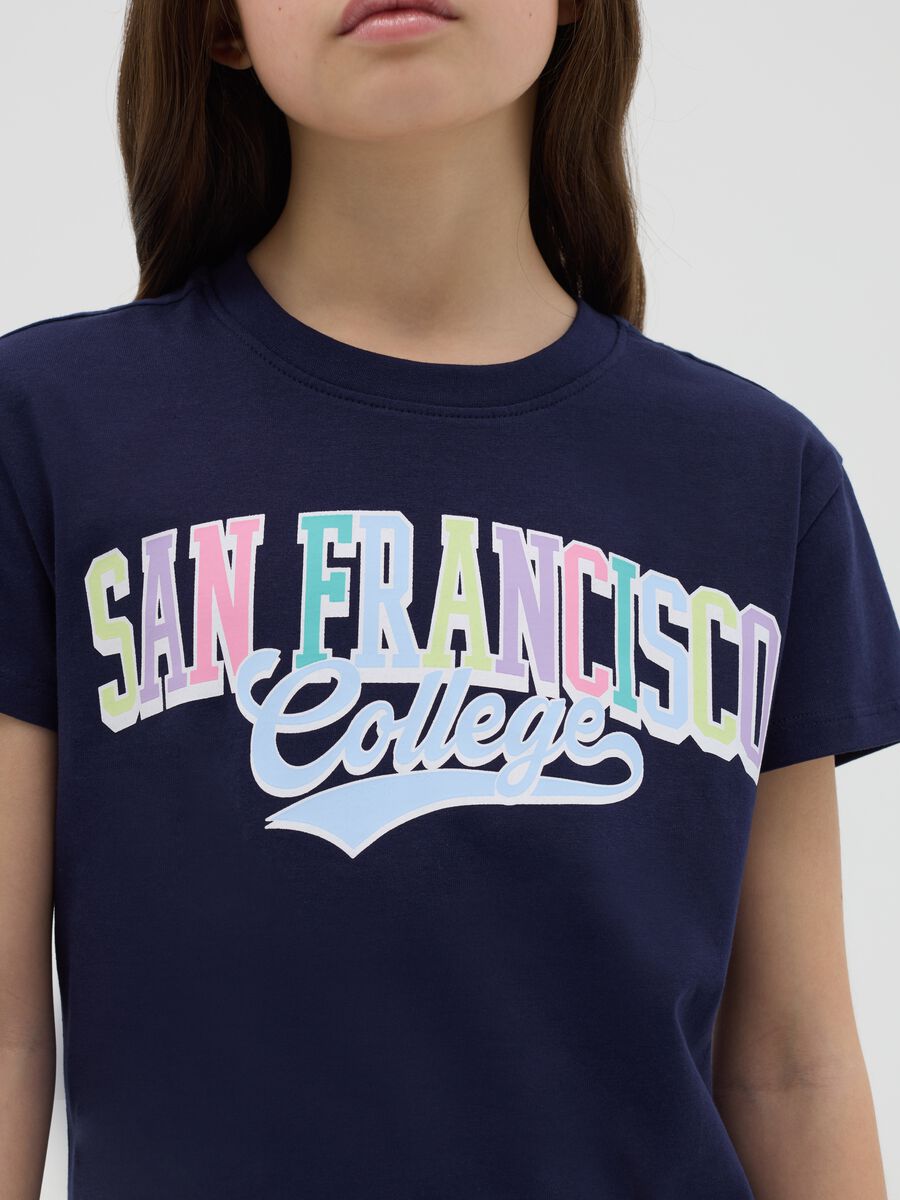 Black cotton T-shirt with lettering print_1