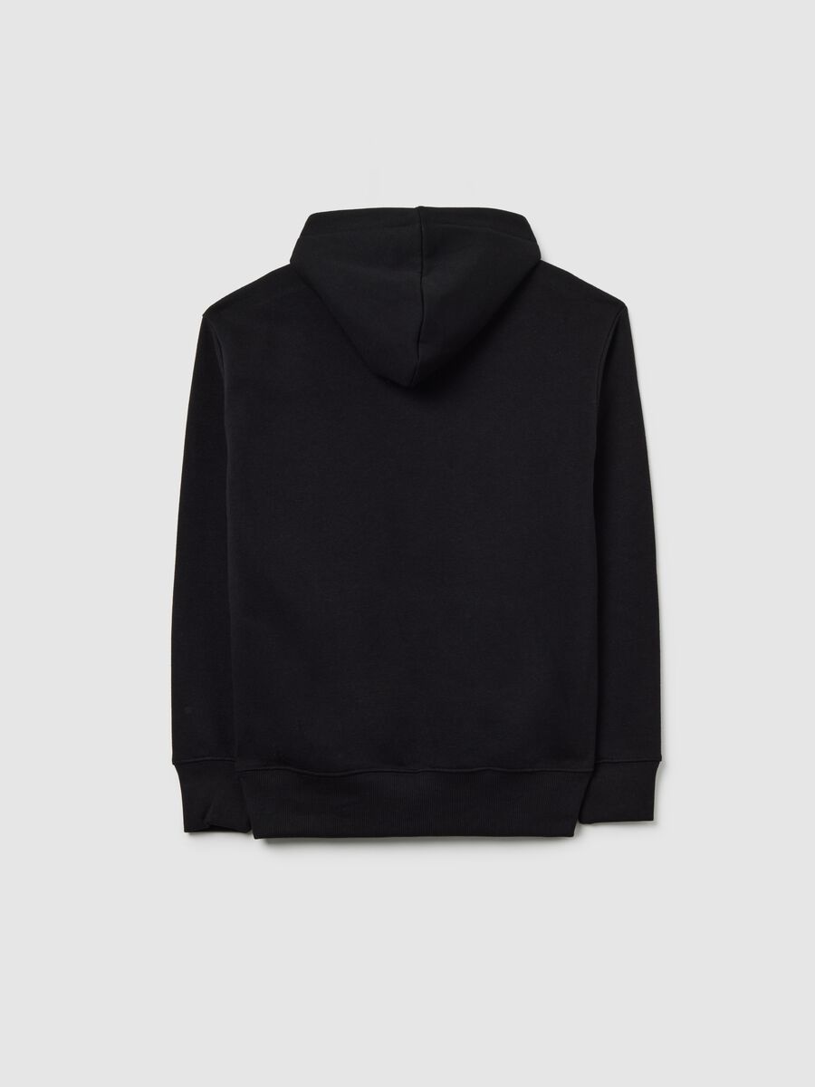 Black regular fit cotton blend kids' hoodie_1