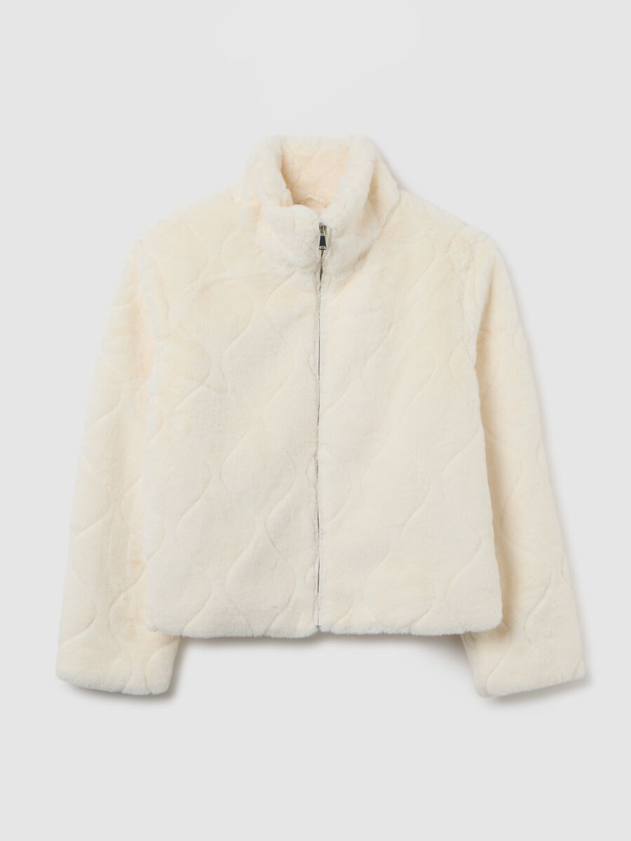 White regular fit jacket with zip_4