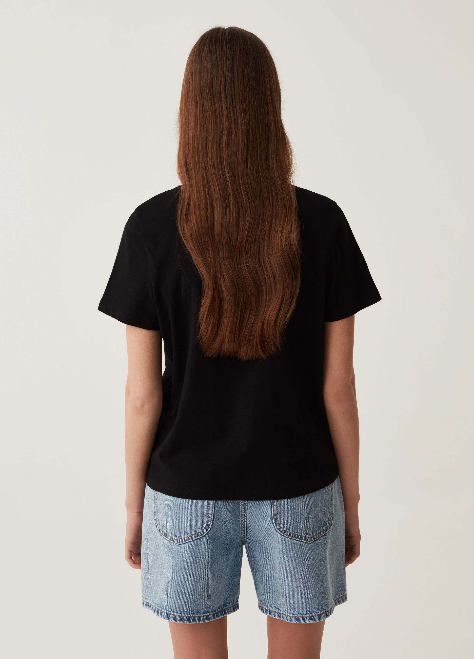 T-shirt in cotone con ricamo volto_2