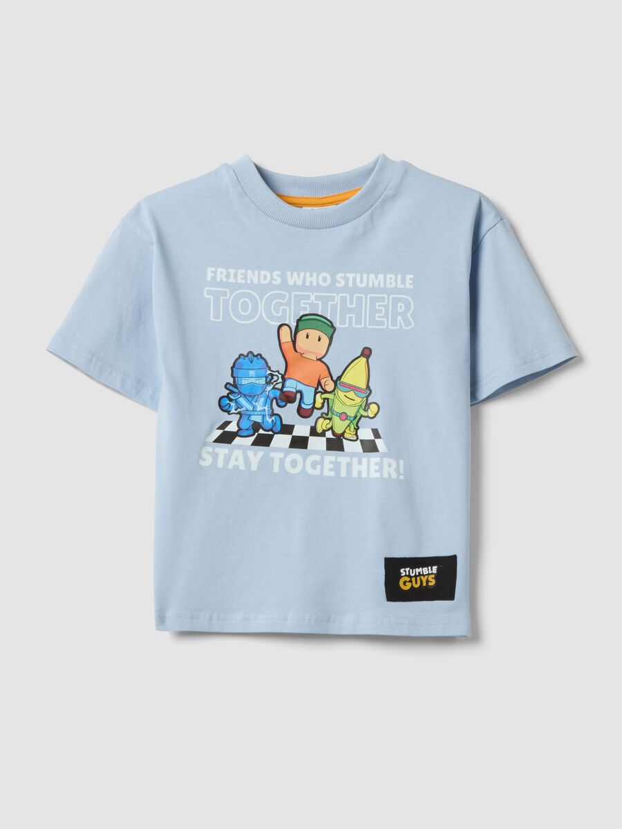 Light blue pure cotton printed T-shirt, regular fit_0