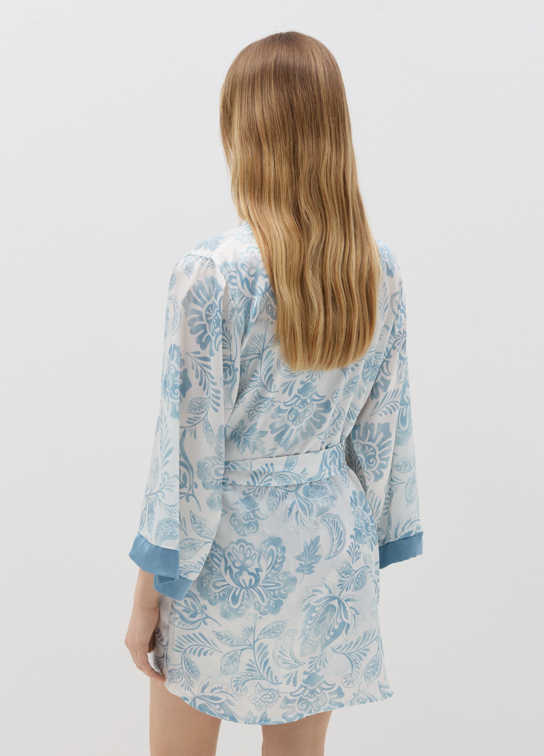 Vestaglia in raso satin fantasia