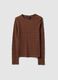 Brown cotton and viscose blend sweater regular fit with knit texture_4