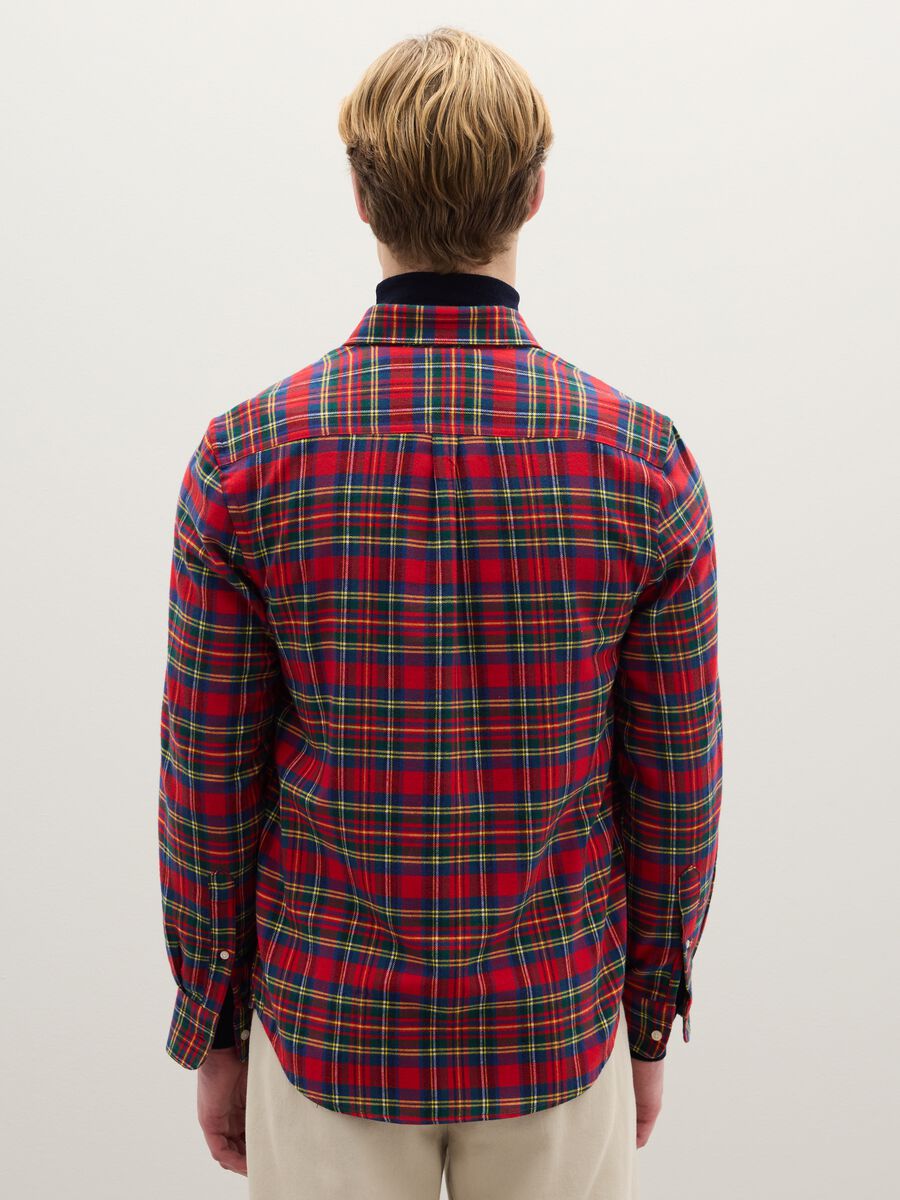 Camicia a quadri multicolor in puro cotone flanella regular fit_3