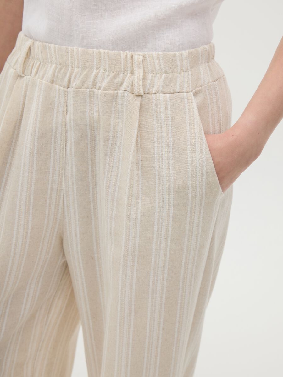 Women's beige cotton-blend trousers regular fit_2