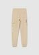 Boy's beige regular fit pure cotton joggers_1