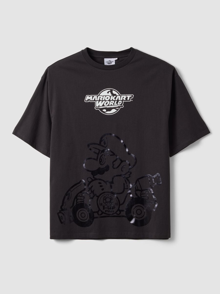 Black pure cotton T-shirt with Mario Kart print_4
