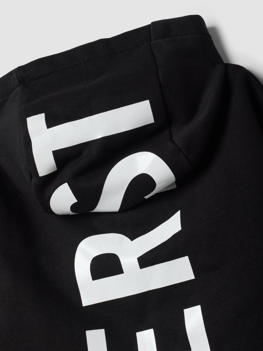 Black cotton-blend hooded zip hoodie_5