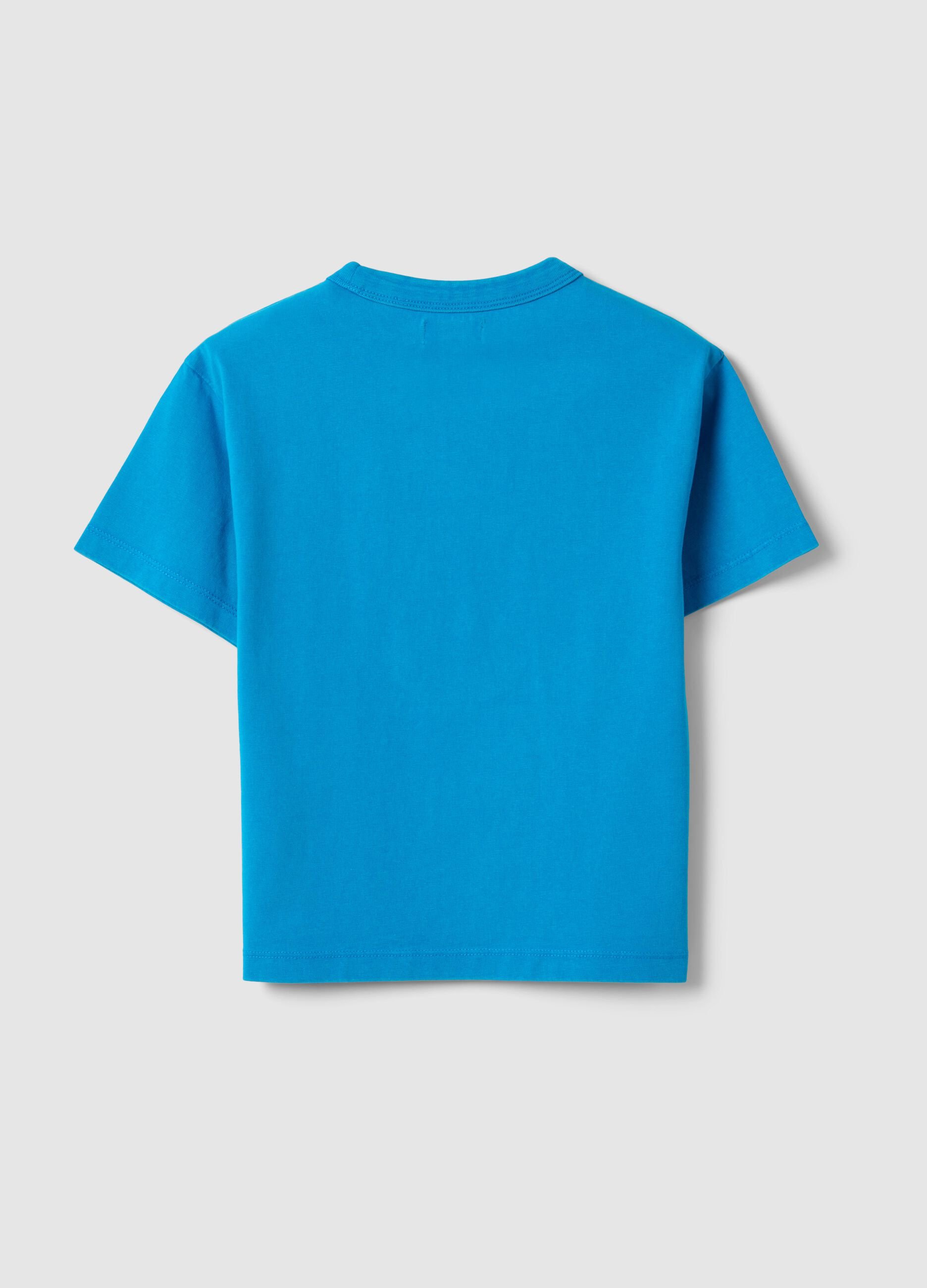 Boys' blue pure cotton regular fit T-shirt with print