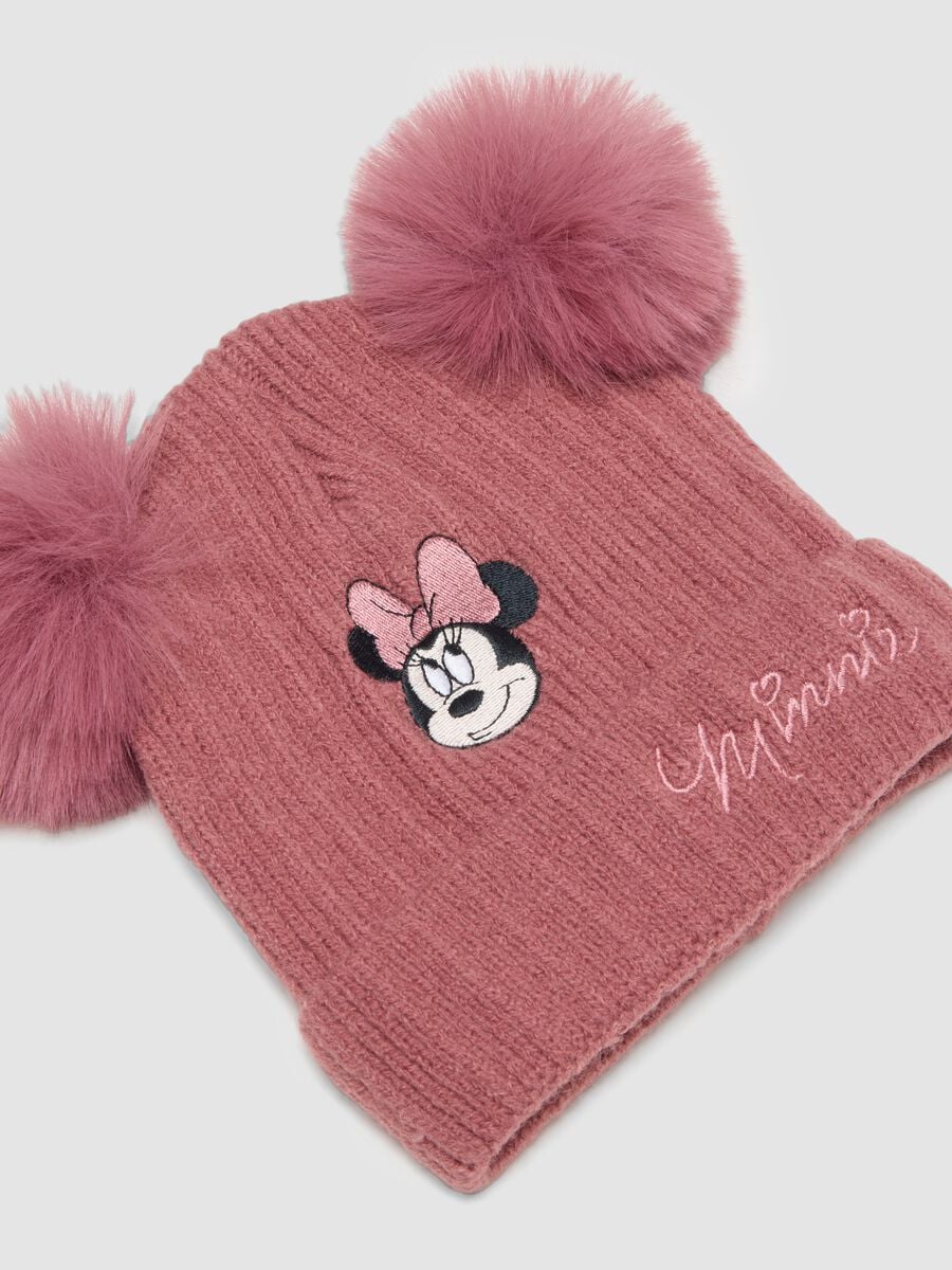 Pink hat with pom‑poms and Minnie embroidery_2