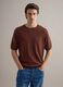 Short-sleeve brown regular fit t-shirt in cotton, linen and silk blend_2