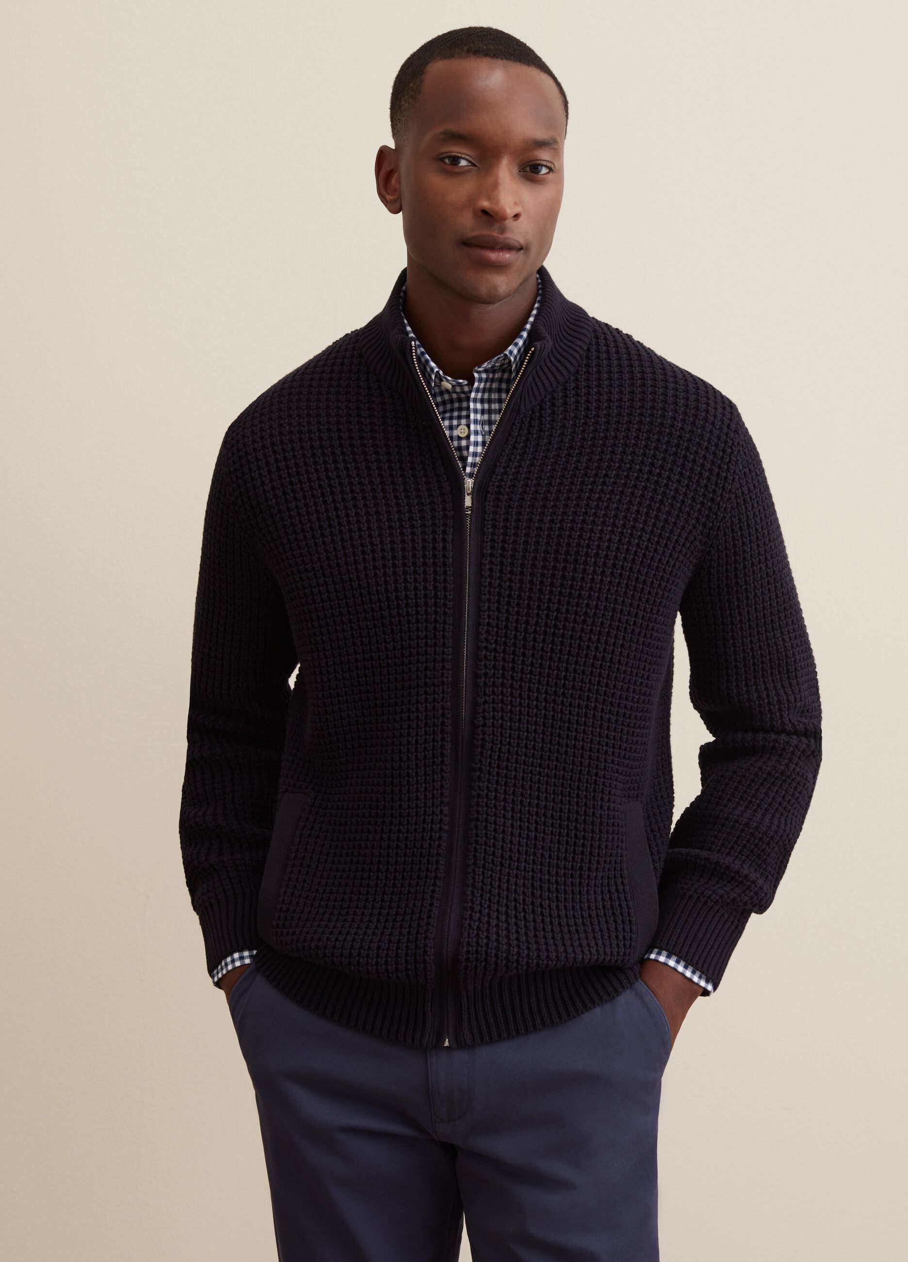 Cardigan full-zip a collo alto_0