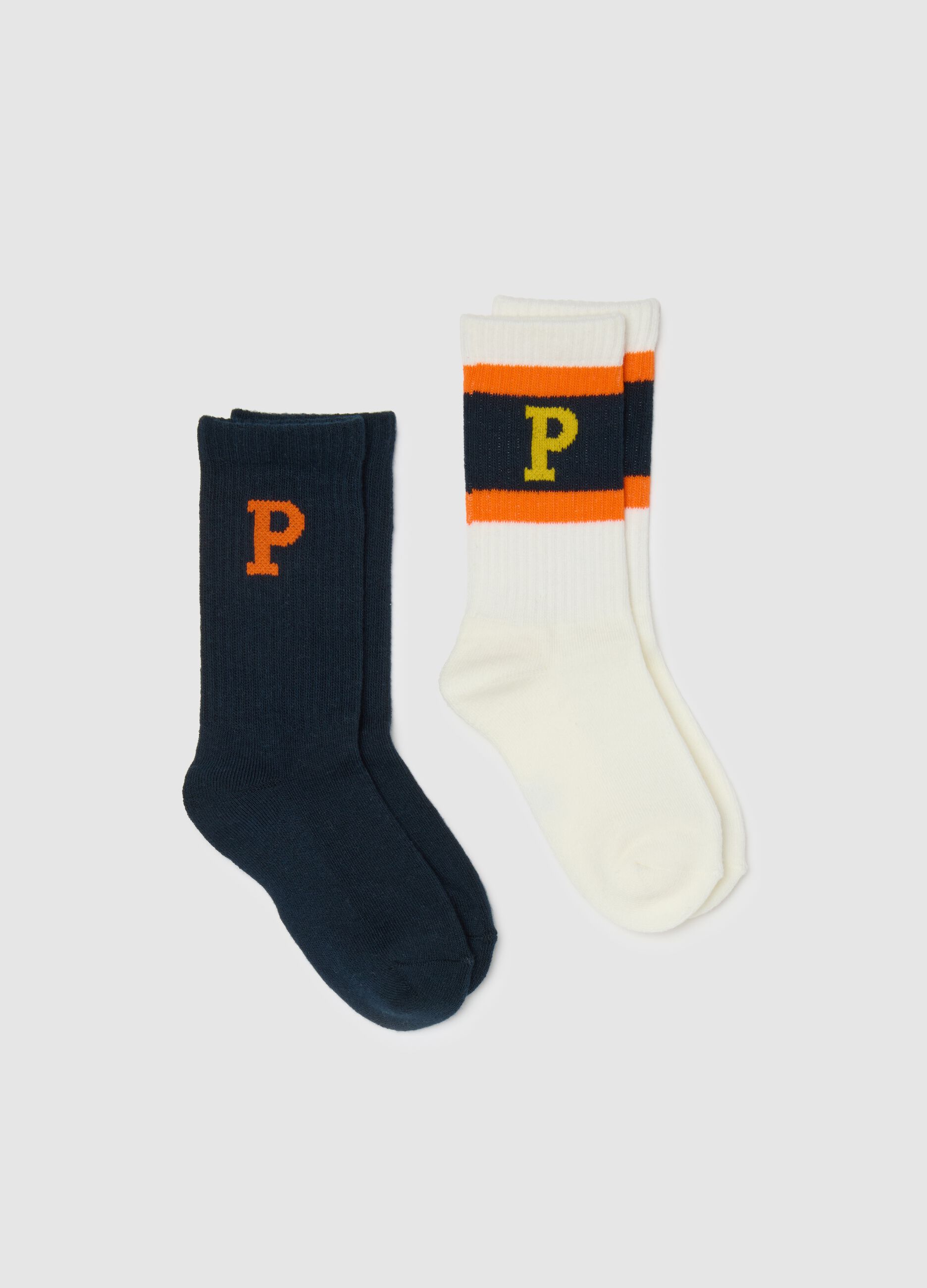 Boys' Multicolour Cotton Blend Sports Socks Twin Pack
