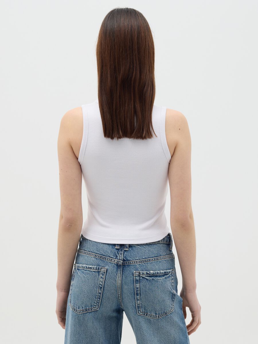 White ribbed tank top with "I love Cowboys" print_3