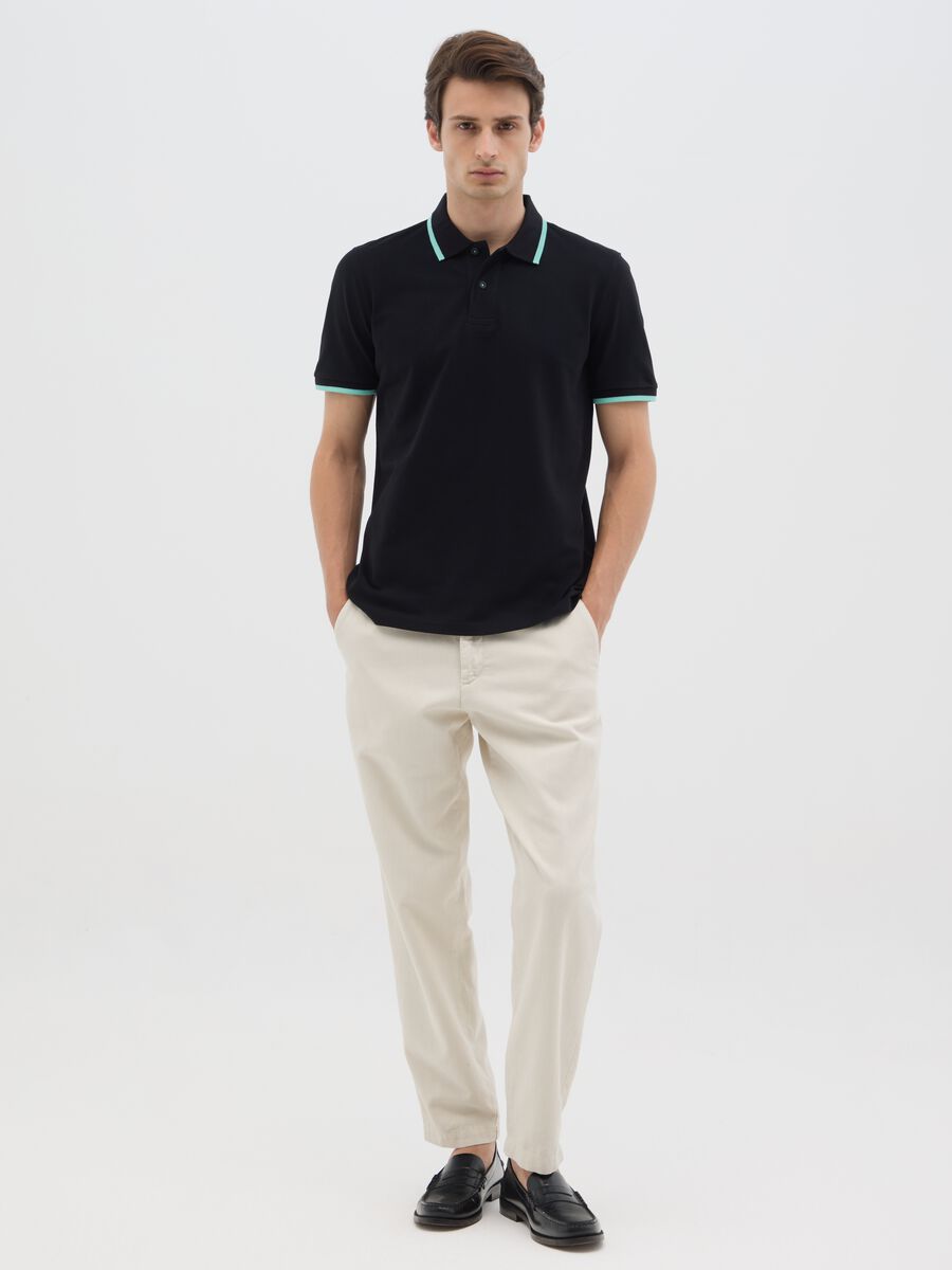 Men's Black Cotton Regular Fit Polo_1
