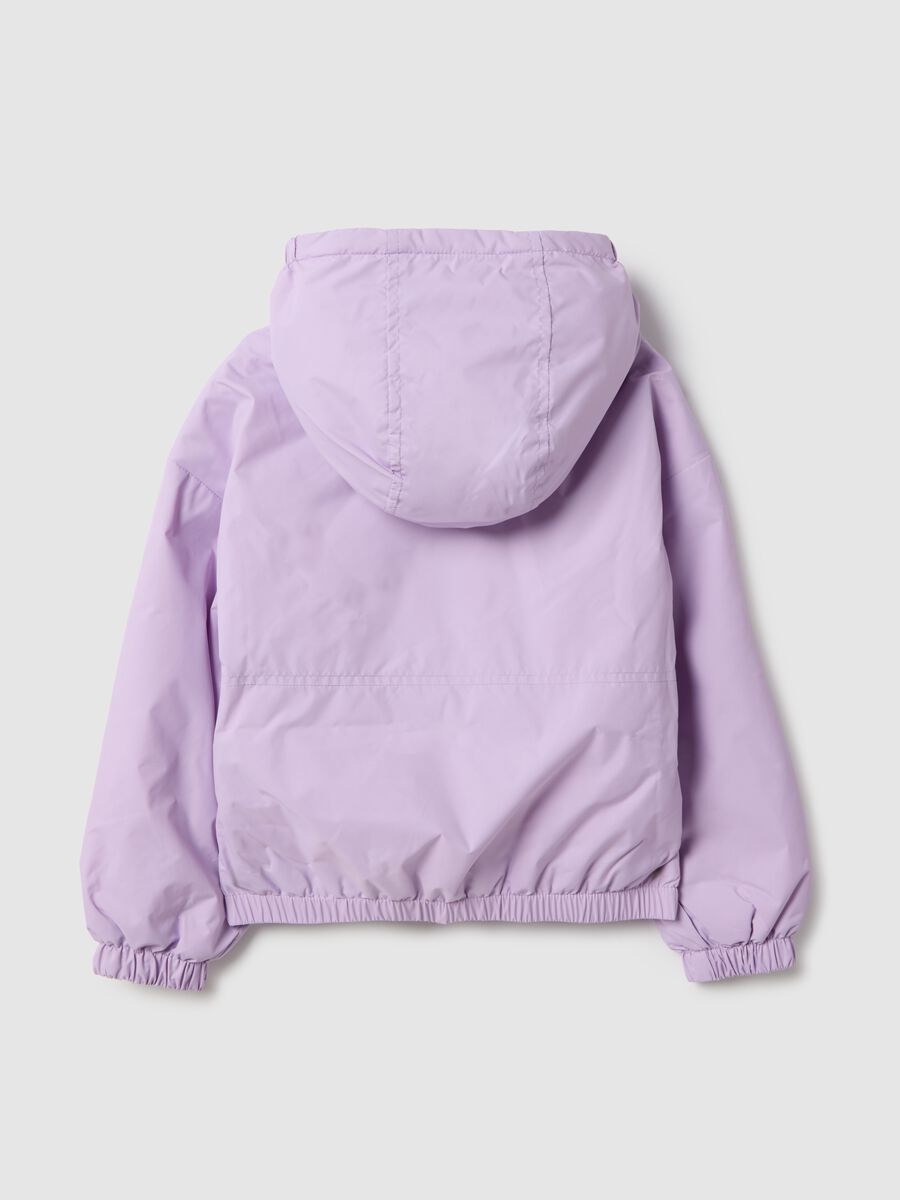 Girl's Regular Fit Padded Purple Jacket with Hood_1