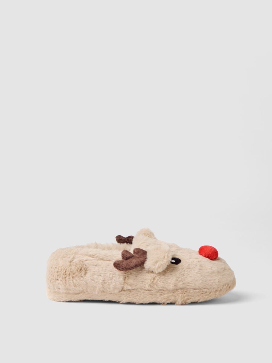 Pantofole marroni a forma di renna_0