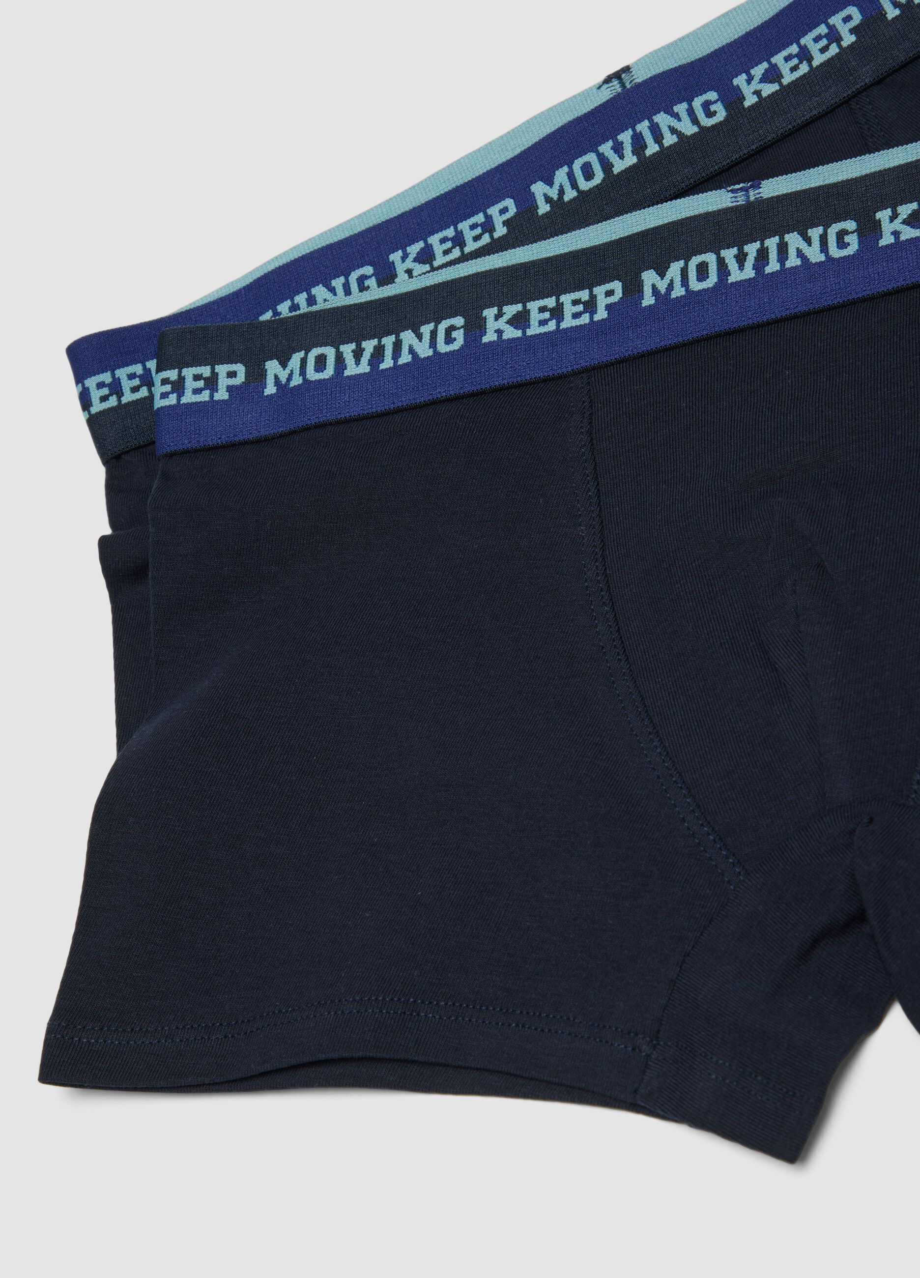 Triple pack of navy blue mid-length boys&rsquo; boxers in stretch organic cotton