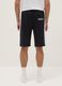 Black cotton blend regular fit sports shorts with Chicago Bulls logo_2