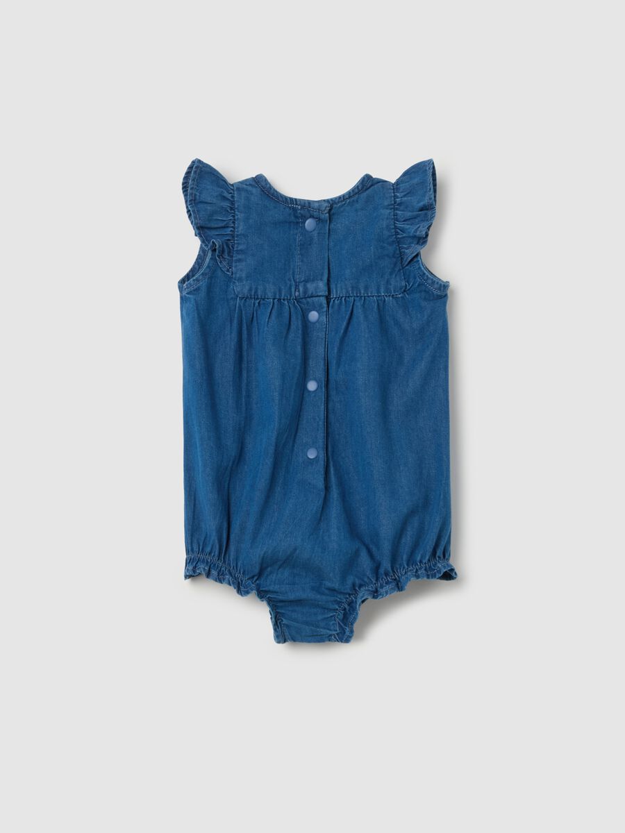 Denim romper suit with floral embroidery_1