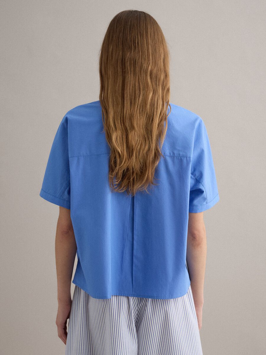Camicia in puro cotone azzurro oversize fit_3