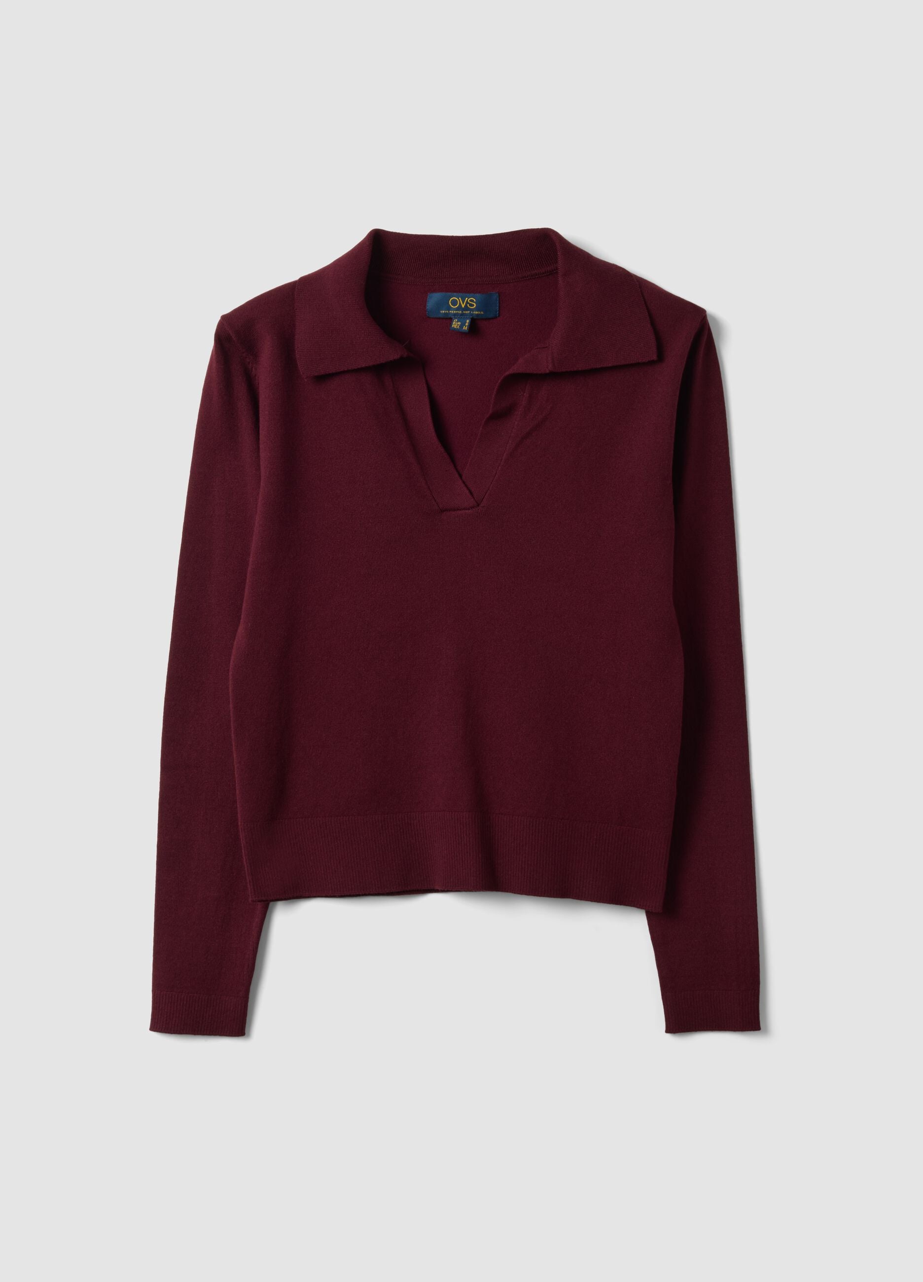 Maglia rossa in misto viscosa con colletto polo regular fit
