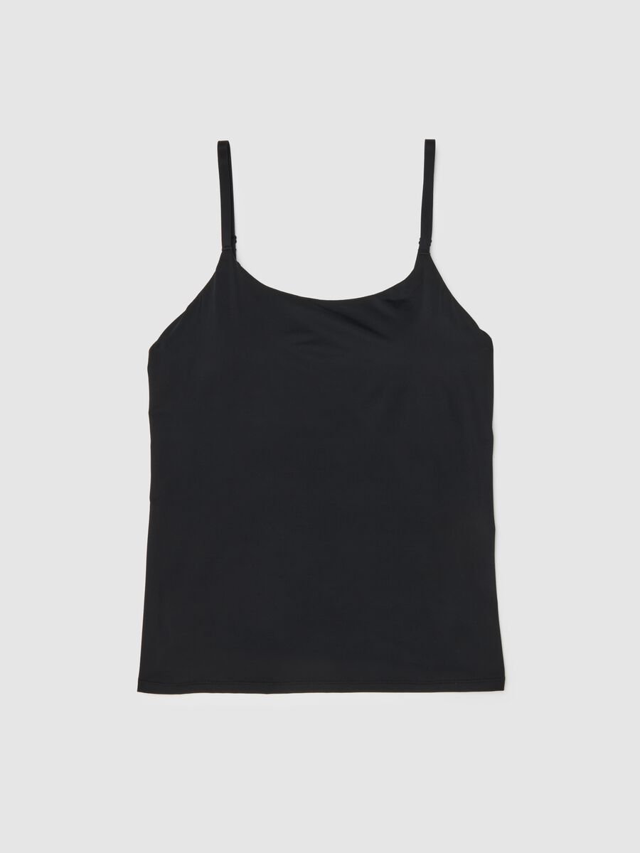 Black vest top with thin straps regular fit_4