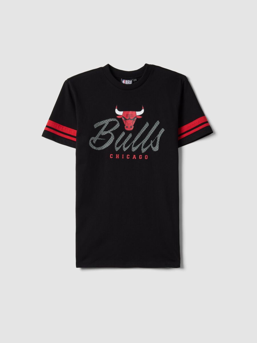 T-shirt in puro cotone nero da ragazzo relaxed fit Chicago Bulls_0