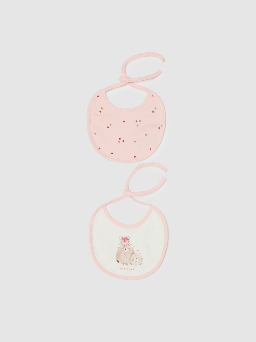 Set of two multicolour newborn bibs in pure cotton_0