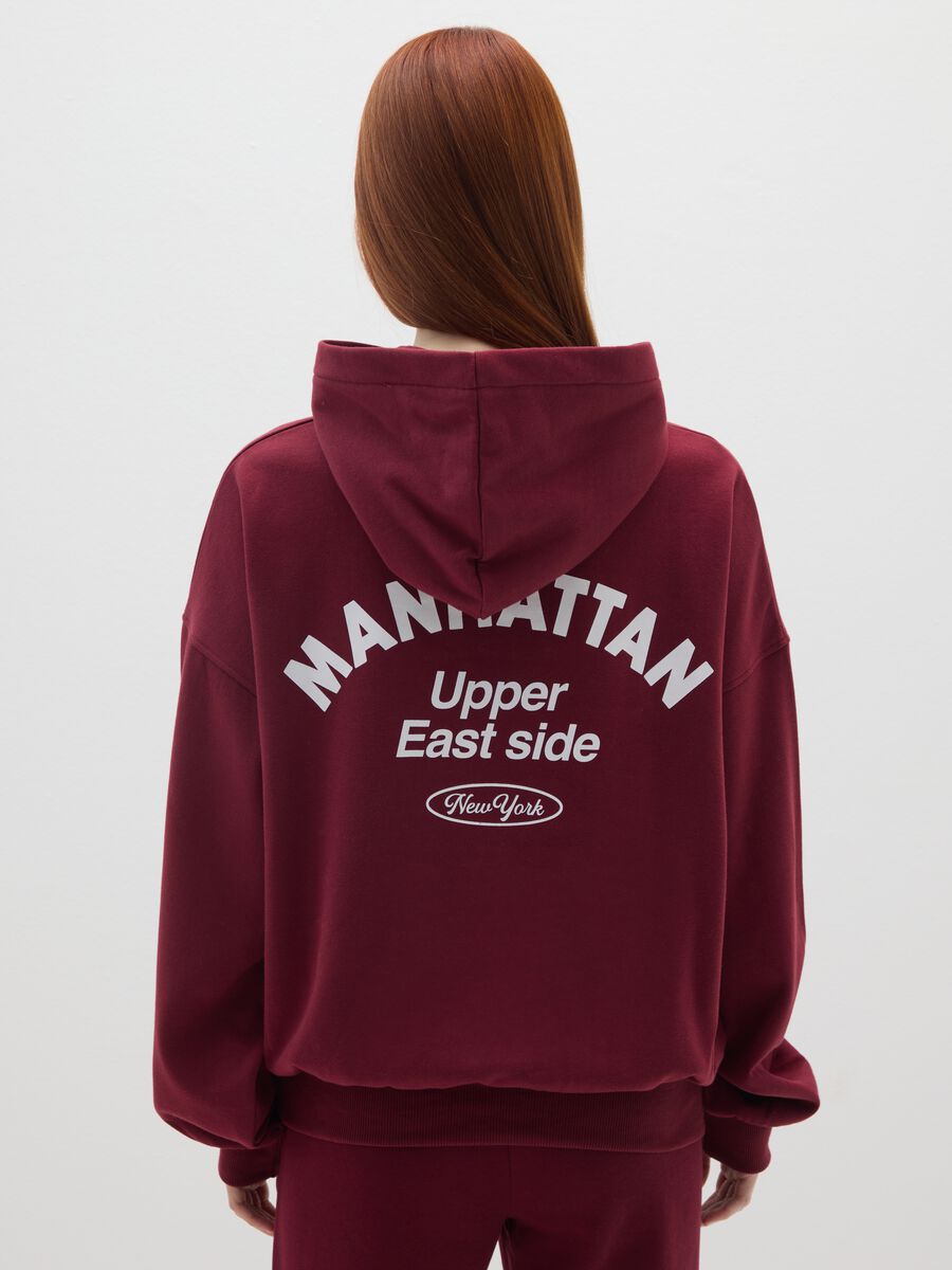 Red cotton blend oversized hoodie_3
