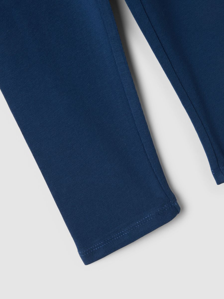 Girls' Slim Fit Blue Stretch Cotton Leggings with Heart_3