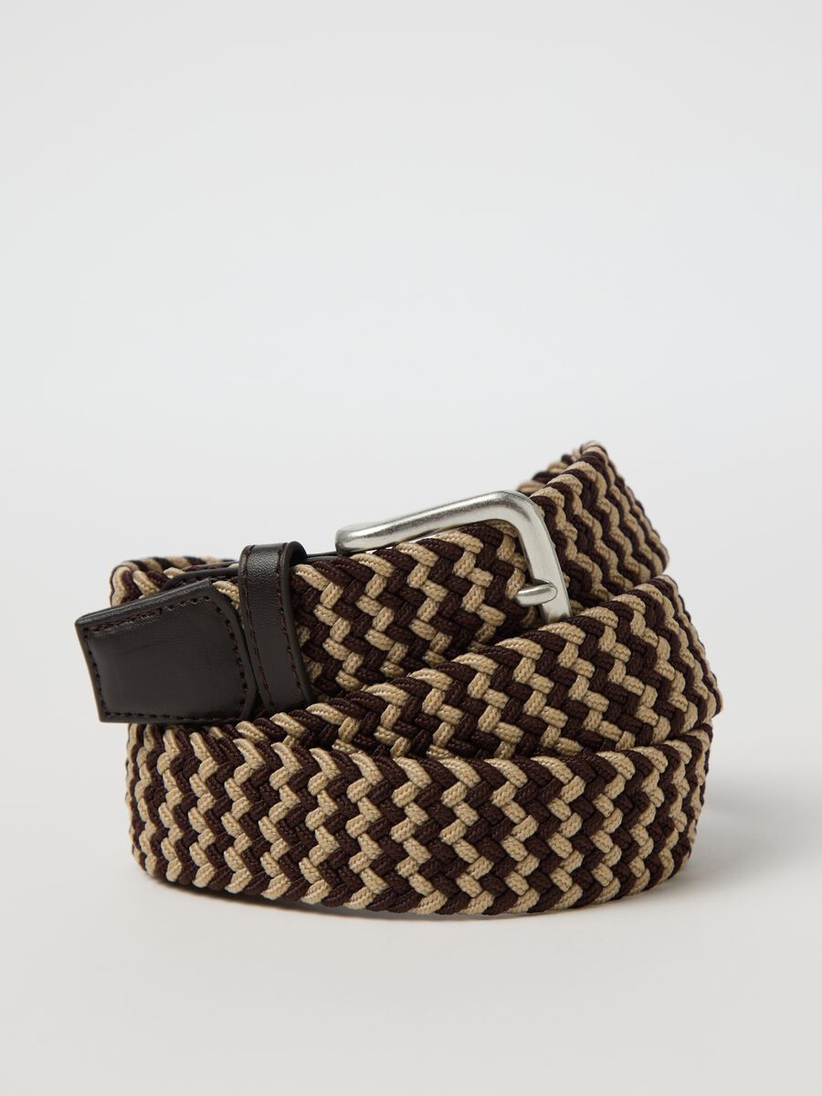 Brown and beige woven belt_2