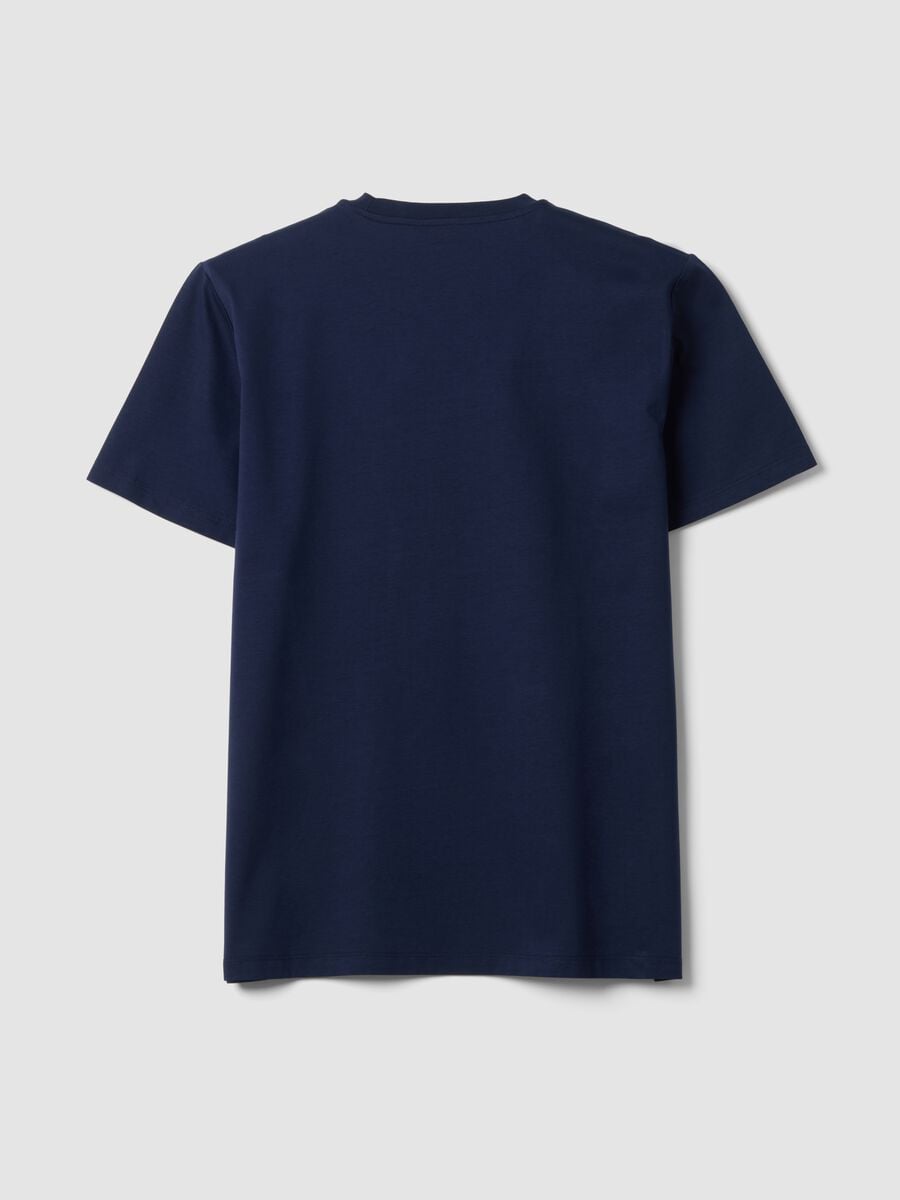 T-shirt blu in puro cotone mercerizzato a girocollo regular fit_6