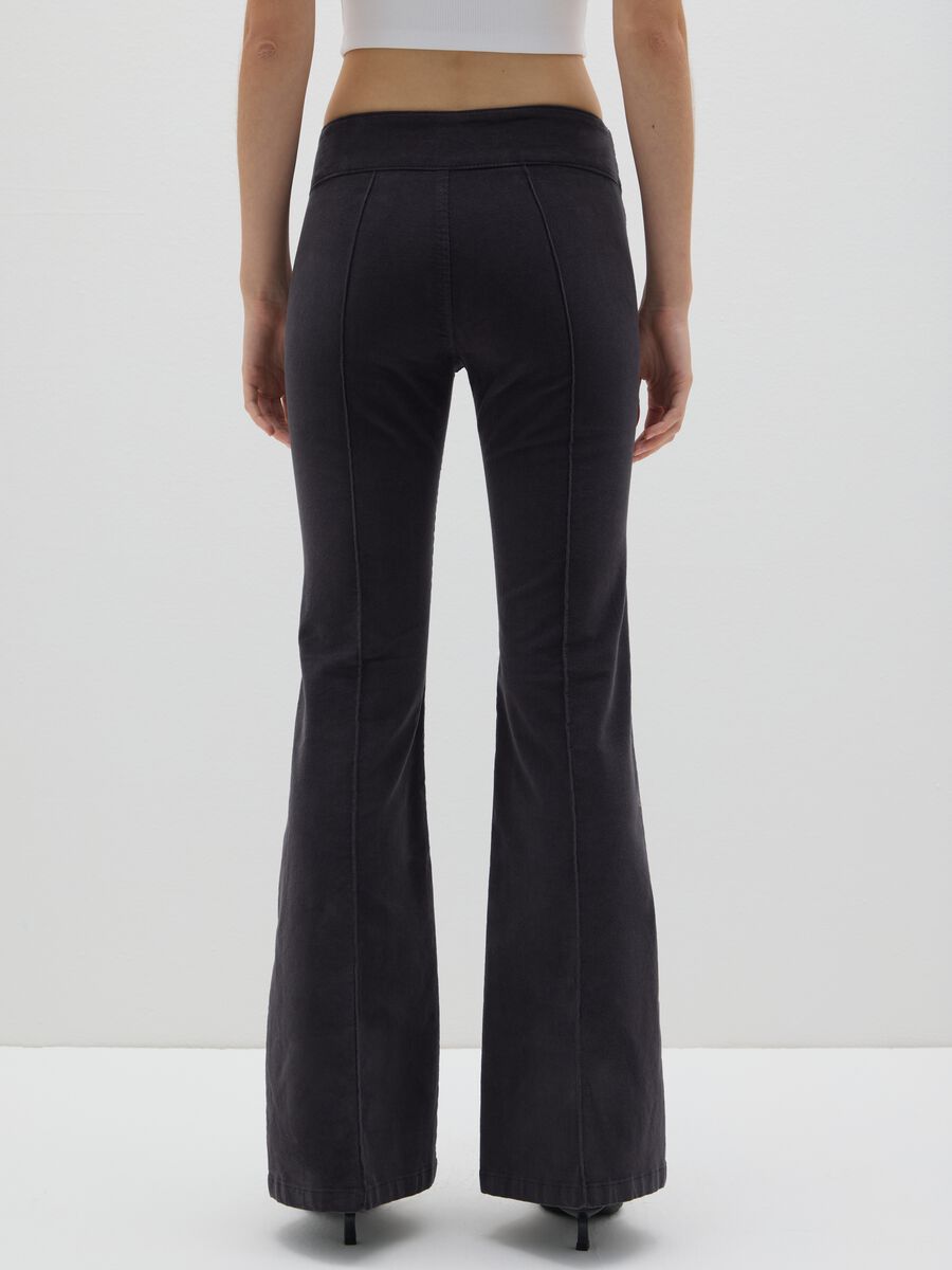 Black Corduroy Flare Trousers_2