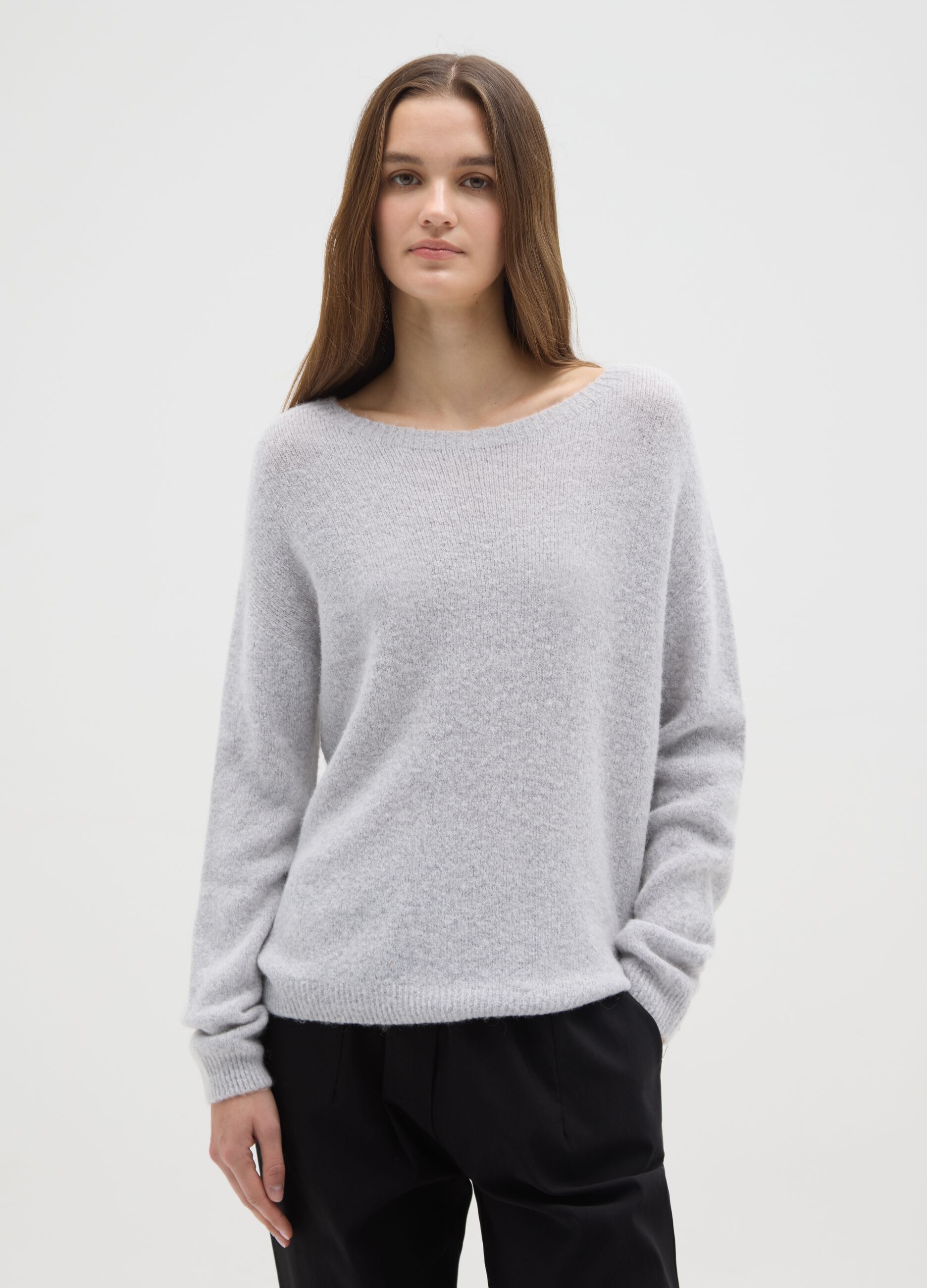 Grey crewneck jumper regular fit