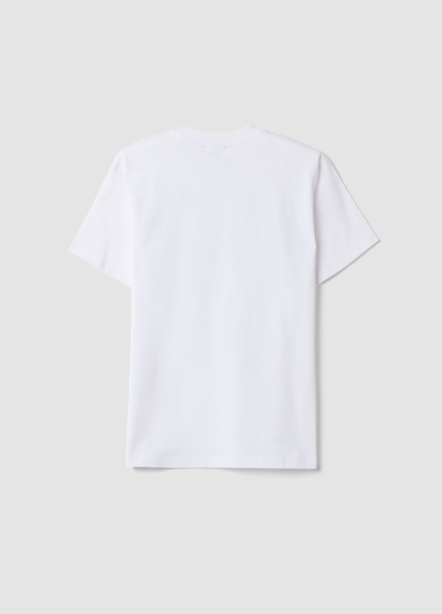 White pure cotton crew-neck T-shirt with Minecraft print