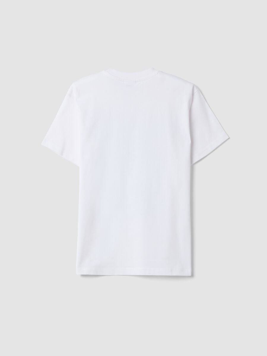 T-shirt bianca in puro cotone con girocollo e stampa Minecraft_1