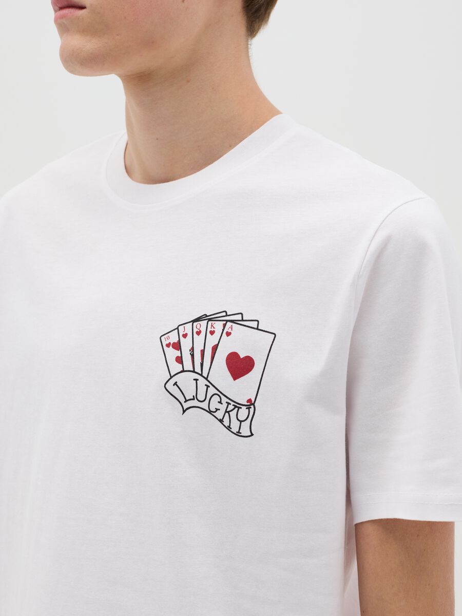Cotton T-shirt with poker cards print_2