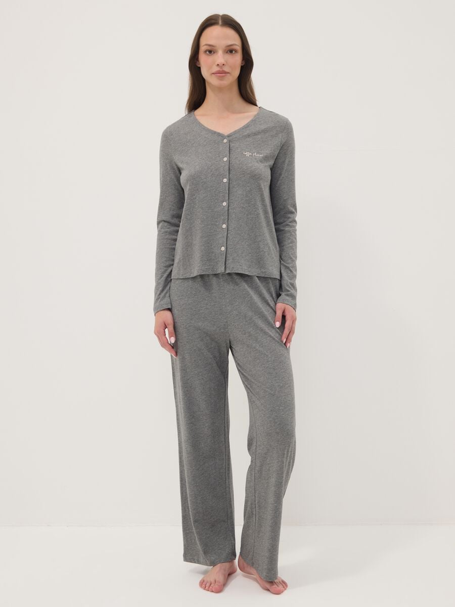 T-shirt pigiama grigio in misto cotone viscosa_0