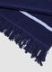 Telo mare blu in misto cotone con frange_2