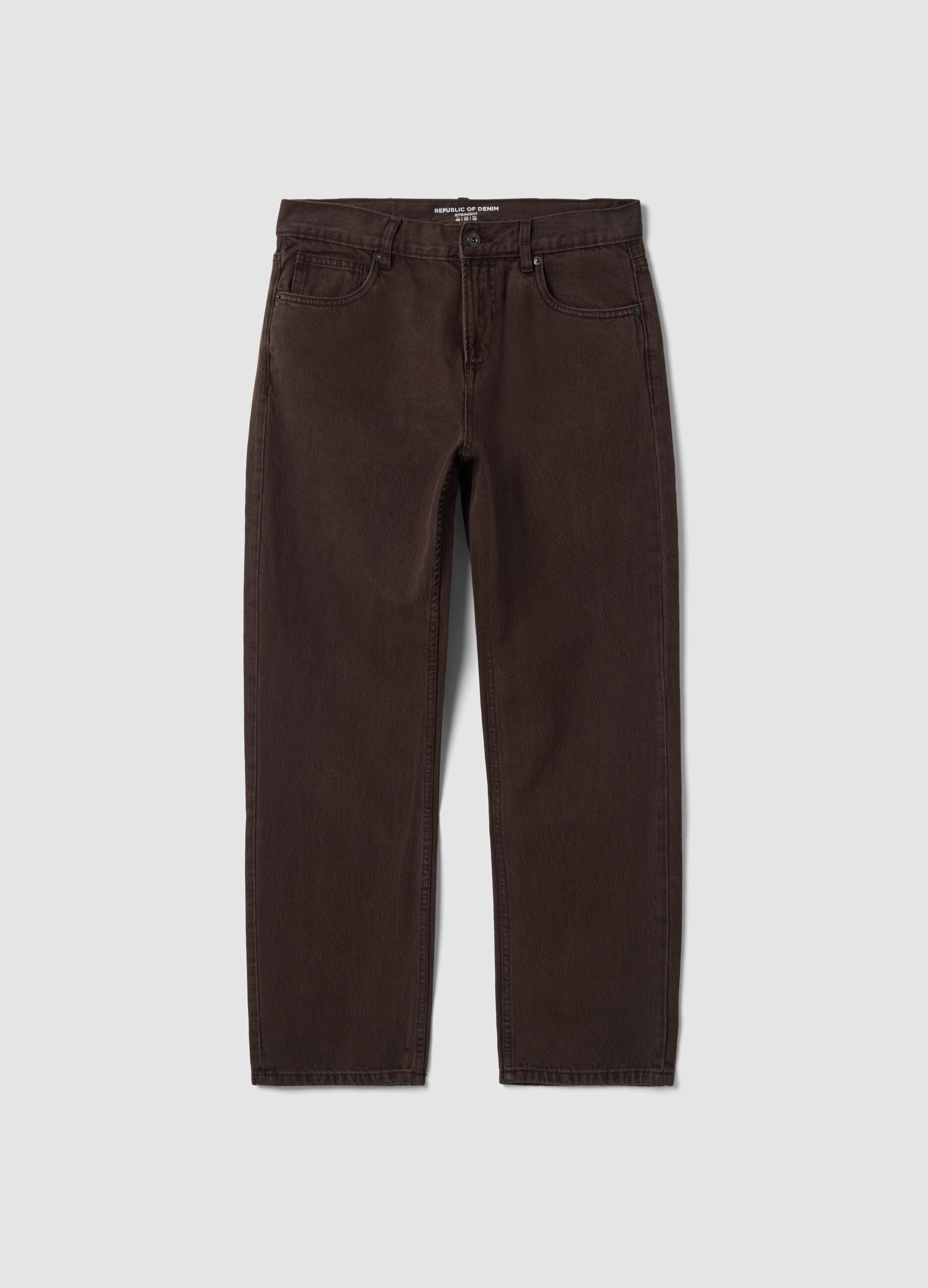 Jeans marroni in puro cotone straight fit