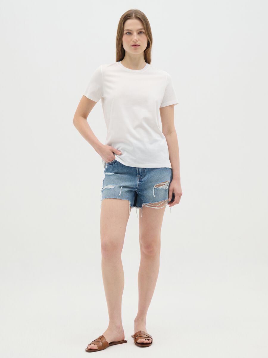 Shorts da donna in puro cotone denim regular fit_0