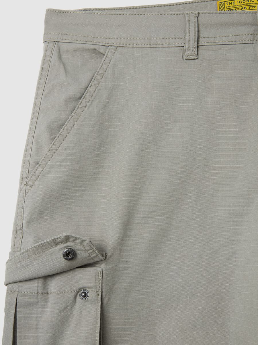 Men's Grey Stretch Cotton Cargo Trousers_1
