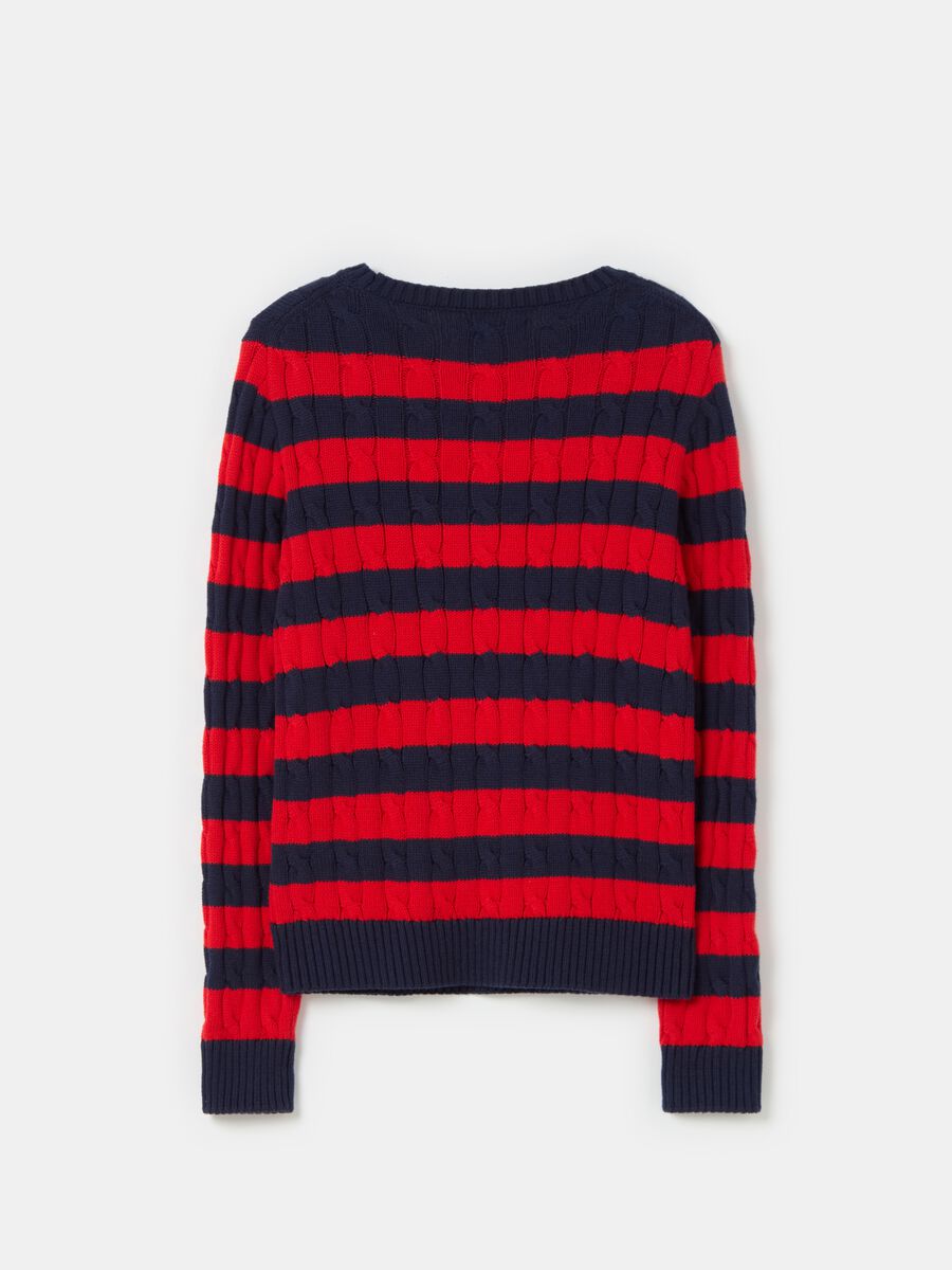 Striped pullover with cable-knit design_4