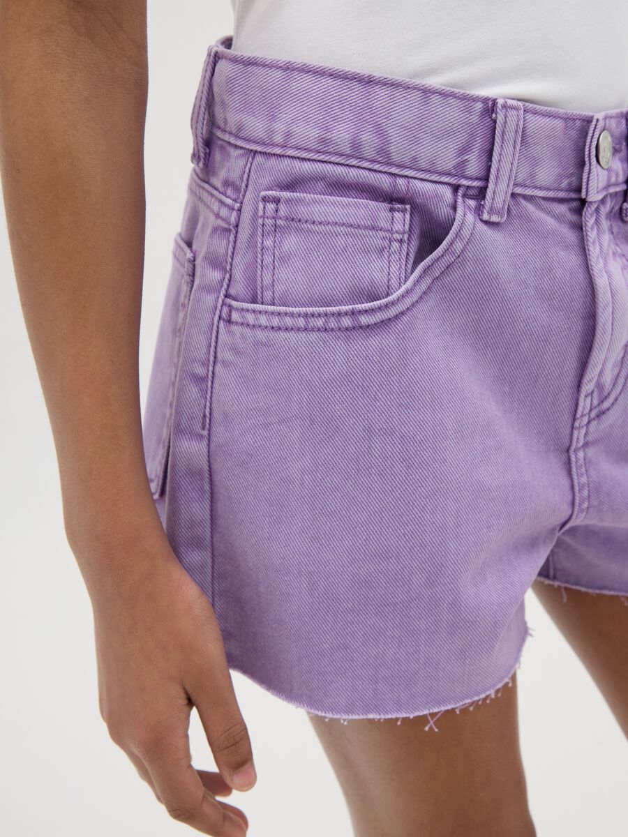 Shorts da ragazza in puro cotone viola regular fit_2