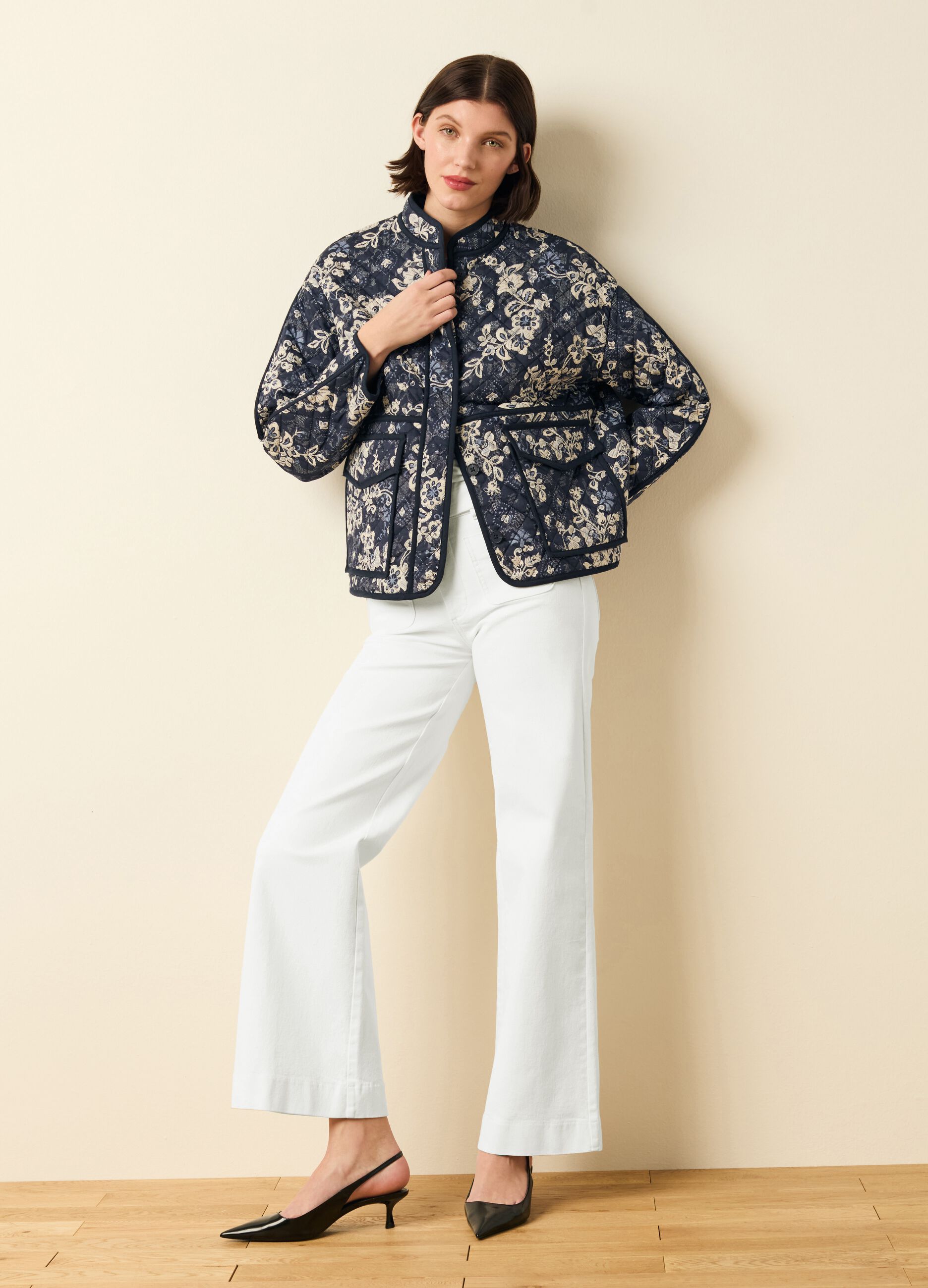 Solid colour bootcut-fit trousers