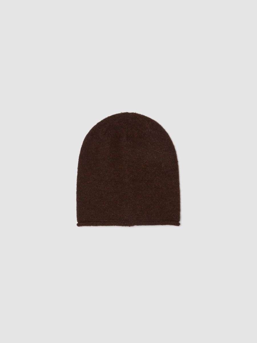 Brown jersey-knit stretch beanie_0