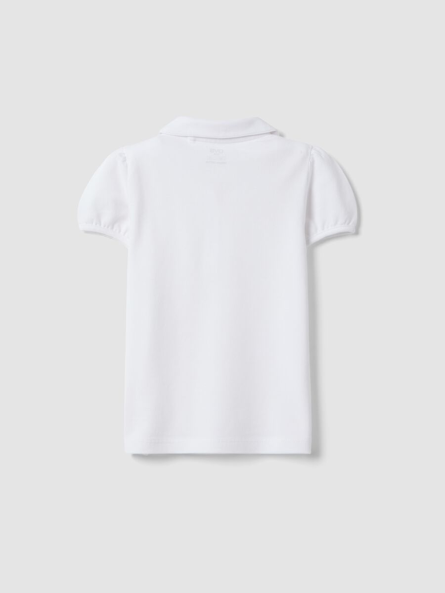 Polo in puro cotone bianca da bambina regular fit_1