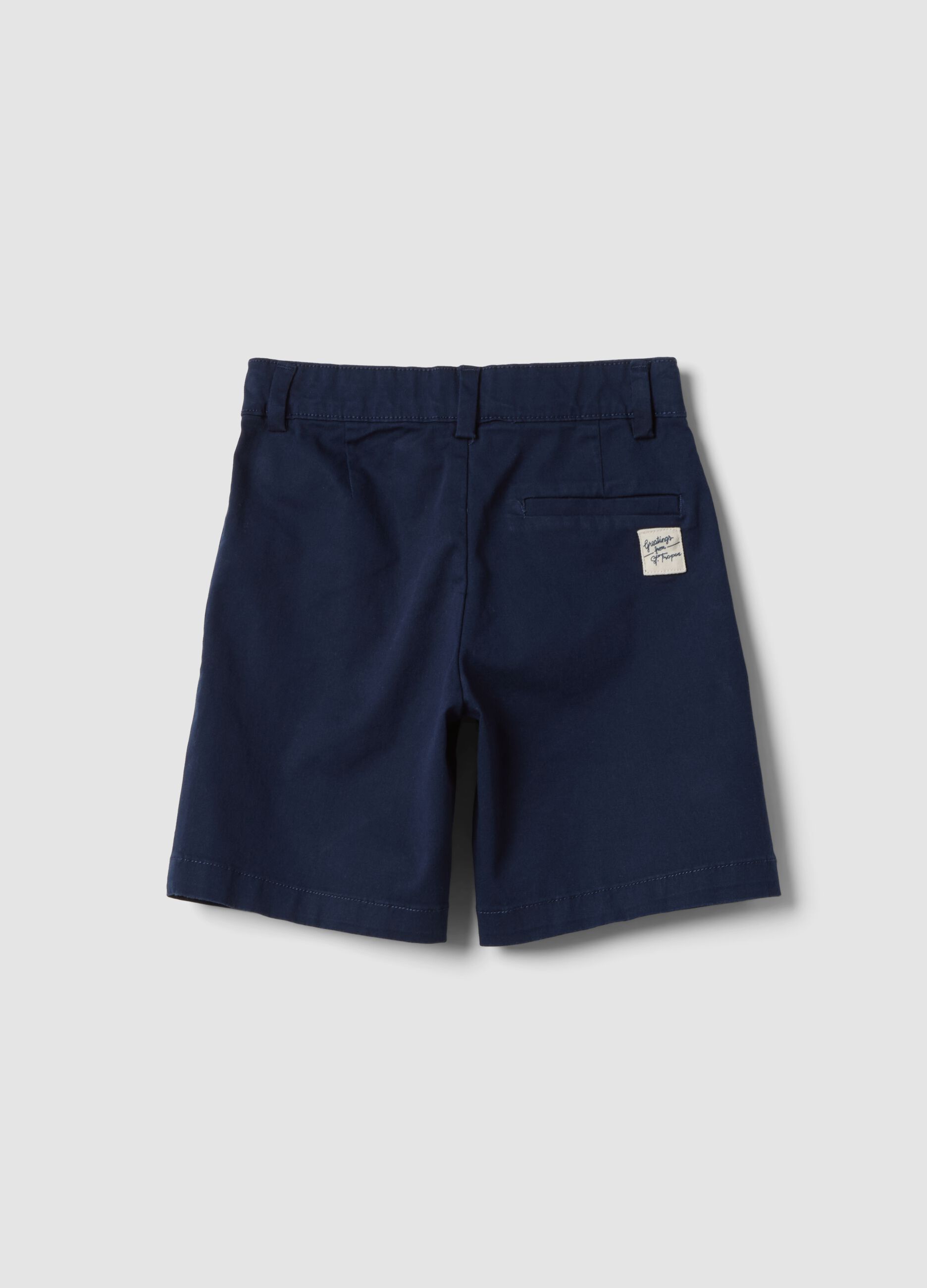 Boys&rsquo; blue stretch cotton chino shorts